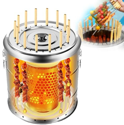 Barbecue Portable Sans FuméE, Barbecue Au Charbon de Bois, Barbecue Au Charbon de Bois Avec 28 Brochettes Et Grille de Barbecue, Fumoir à Charbon Portable Suspendu Pour Voyage, Camping, Terrasse
