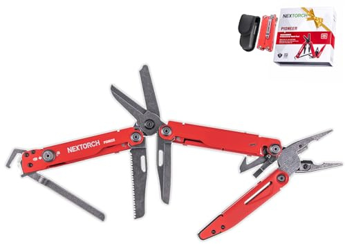 NEXTORCH Multiherramienta plegable con alicates 14 en 1 funciones, multiherramienta de 60mm con tijeras, cortador de cuerda, abridor de latas, destornillador, para exterior, herramientas multiusos de