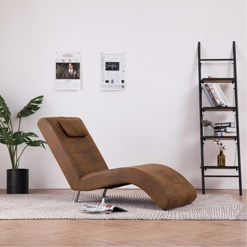 Xichuzi Chaiselongue mit Kissen, Relaxliege Wohnzimmer, Relaxsessel, Lesesessel, Ruhesessel, Schlafsessel, Braun Wildleder-Optik