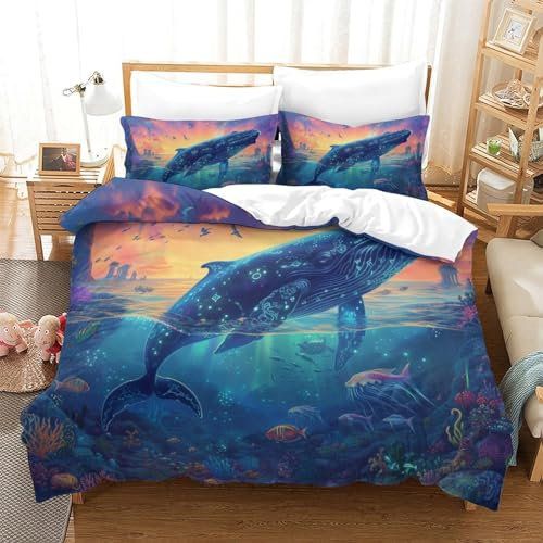 RJAVAGFZL Wal 3D Gedruckt Bettwäsche Set 3 Teilig Ettbezüge Mit Kissenbezügen Soft Microfaser Luxus Modern Mit Reißverschluss Für Erwachsene Und Kinder Super King（260x220cm）