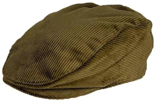 Dents Mens Corduroy Flat Cap - Olive Green - Extra Large