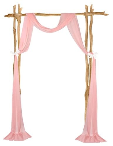 sourcing map Wedding Arch Draping Fabric, 1 Panel 20 ft Chiffon Sheer Drapery Backdrop Curtains, Table Runner Decoration for Bridal Wedding Ceremony, Party Decoration, Rose