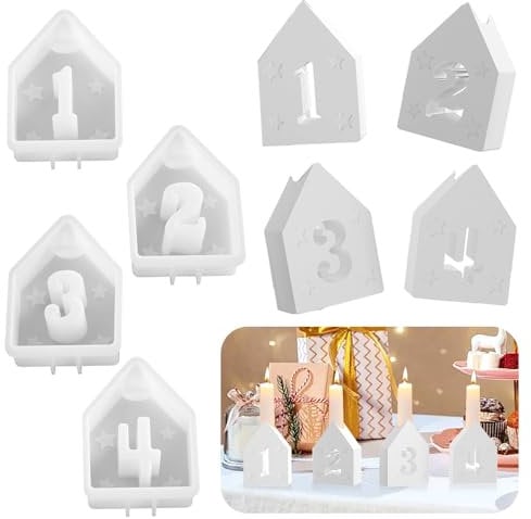 Silikonform Zahlen Advent 3D - Adventszahlen Gießform 1-4, Kerzenständer Form, Dekoration Esstisch Mittelstück