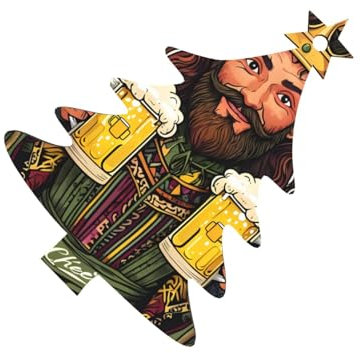 Old k Drinks Bier Weihnachten Holzornamente 6 Stück doppelseitig bedruckte Schnur für Bäume Wände Türen Kiefer Form Weihnachtsschmuck