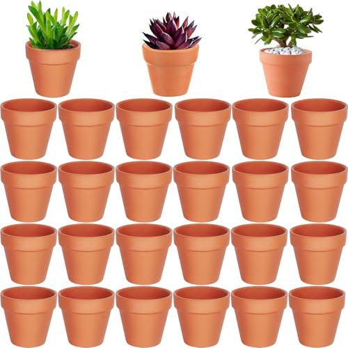 Cerkkapo 24 Pcs Mini Macetas para Flores de Terracota, 4X4.8cm Terracota Suculentas, Maceta de Florero, Macetas de Terracota con Orificio de Drenaje, Tiestos para Plantas para Plantas Semillas Cactus