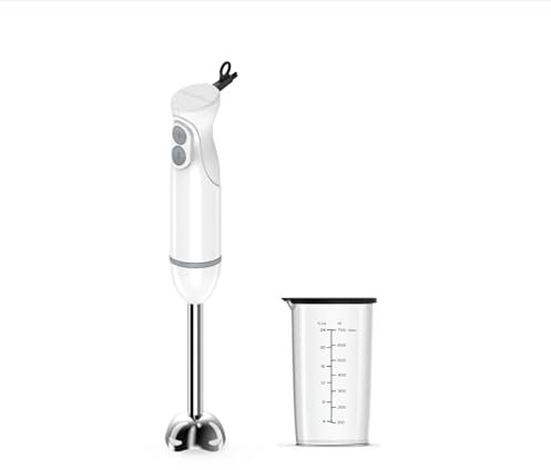 Bonsenkitchen Frullatore a Immersione 2 in 1, Minipimer in acciaio inossidabile da 1000 W, 2 Velocità, con Misurino da 700 ml con Coperchio, per Pappe, Zuppe, Frullati, Puree