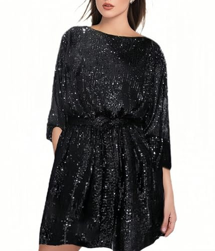 FDHBDF Cocktailkleider, Paillettenkleider für Damen, Festliche Abendkleider, Lange Glitzerballkleider, Langärmelige Kleider für Hochzeitsgäste, Elegante Enge Clubkleider,Kleider, Die Die Taille Betone