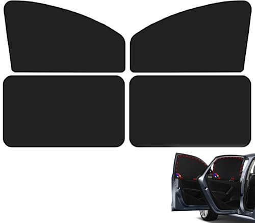 Lot de 4 rideaux de voiture magnétiques avec protection UV - Brise-vue - Pour fenêtre de voiture - Universel - Pour voiture, camion, SUV (noir)