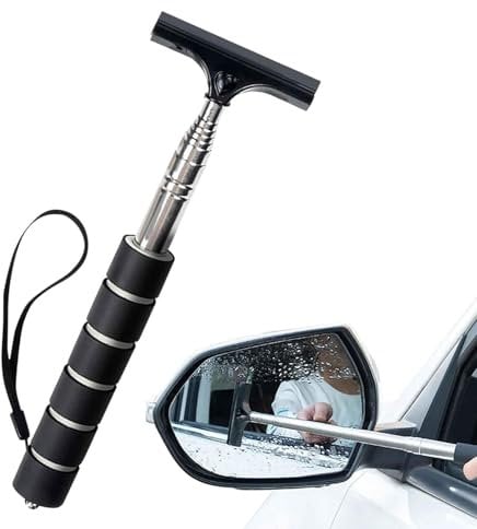 Retractable Car Mirror Wiper,Mini Telescopic Rearview Mirror Car Window Squeegee with Storage Bag,Foldable Portable Cleaning Tool for All Vehicles Automotive Accessories