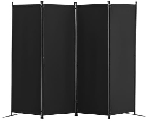 VEVOR Cloison de séparation en Tissu, séparateur de pièce Pliable à 4 Panneaux, paravent de confidentialité intérieur pour Bureau, Chambre, Salle à Manger, Maison, autoportant, 228x45x172,5 cm, Noir