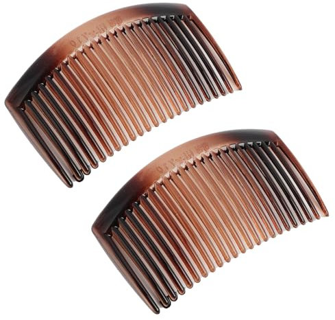 Haarkamm zum stecken，2er Set Einsteckkämme in Havanna-Braun, ca. 8.5 x 5 cm, Gerade Zähne, Hochwertiger Steckkamm aus China, Ideal für Alltag und Professionellen Einsatz (519H)