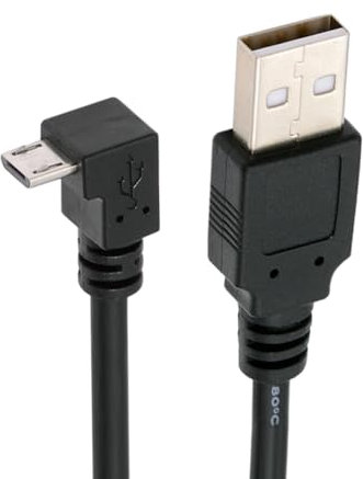 CY Cable en ángulo de 90 grados Micro USB de 5 pines a USB 2.0 tipo A Cable de carga de datos para teléfono tableta cámara (20 cm)