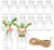 Lotvic Lot de 20 Mini Vases en Verre, Vases en Verre, Petits Vase en Verre avec Corde de Jute pour la Maison, Les Mariages, Les Anniversaires, Les Fêtes