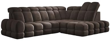 DomoHome Ecksofa Tollo Grau Salvador-Stoff Rechte Seite 302x217x105 cm, L-Form Sofa mit Schlaffunktion, Bettkasten 120x85x17 cm, Elektrisch Verstellbar