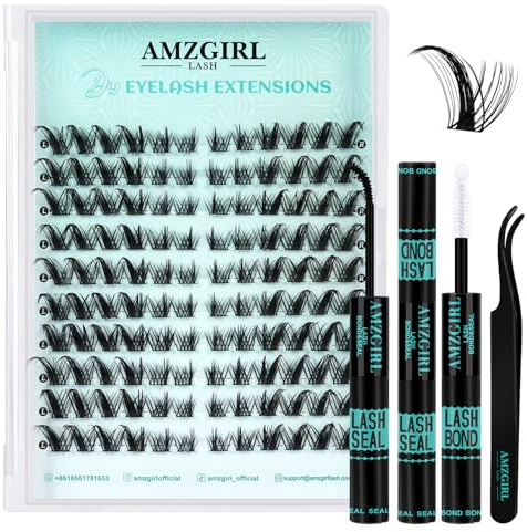 Eyelash Cluster Kit 120pcs DIY Wispy C Curl Individual Natural Eyelash Extension Kit with Lash Bond and Seal, Eyelash Tweezers(Aurora)