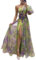 Robe De Cérémonie pour Femme Ronde Fleurie Dentelle Maille Robe Femme Chic Et Elegant Mariage Cocktail De Cérémonie Vetement Ete sans Manches Fluide Légère Summer Dress(Vert,L)