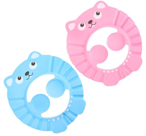 UPKOCH 2stücke Pack Mit Verstellbarem Visier Badekappen Für Junge Mädchen Zum Haarewaschen Und Schneiden Eva-material Blau Und Rosa