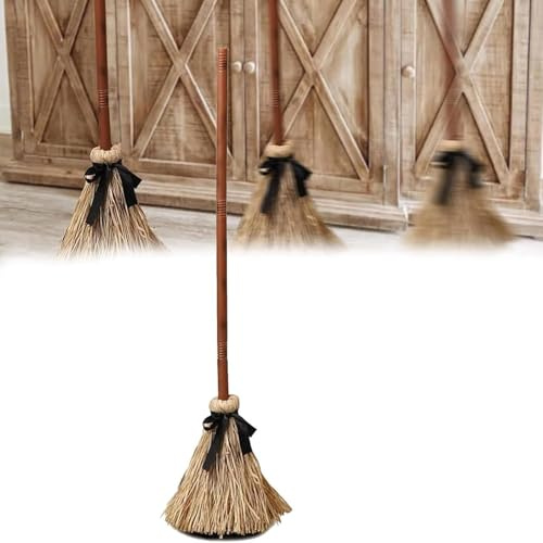 Balai de Sorcière d'halloween Flottant, Decoration Halloween Balai Qui Bouge Dansant 110 cm, Floating Witch's Broom pour La Fête Intérieure Décoration (A)