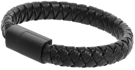 DOITOOL USB C Charging Cable Bracelet, Braided Plastic Wristband, Black | 2-in-1 Data and Charging Cord, Portable for Trips and Travel, Fits Tablets and USB Type C Devices