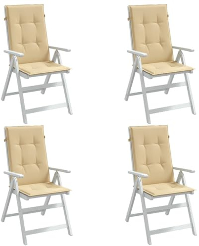 ZQQLVOO Hochlehner-Auflagen 4 STK. Melange Beige Hochlehner-Auflagen Outdoor-Kissen, Polyester Sitzpolster mit UV-Schutz 120x50x4 cm Stoff