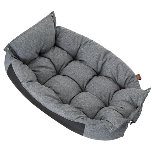 DOGGY Hundebett - Hundekissen für große Hunde - 2in1 Hundekorb und Hundematratze - EInfach zu reinigen - erhöhte Ränder, XL, 95x70 cm, Graphit