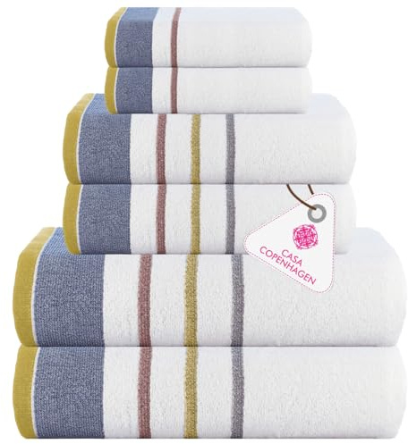 Casa Copenhagen, 6teiliges Designer Handtuch Geschenkset aus 100% ägyptischer Baumwolle – Grau Anthkohl, 600 g/m² (2Badetücher, 2Handtücher, 2Waschhandschuhe) Geschenkbox für Damen & Herren