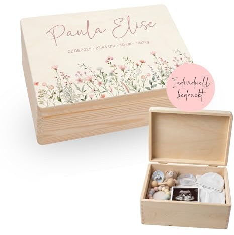 Dream Creative - Personalisierte Erinnerungskiste | Verschiedene Motive | Geschenkidee zur Geburt, Geburtstag, Taufe - Erinnerungsbox Baby