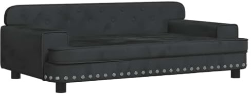 Qnhdfrt Hundebett Schwarz 90x53x30 cm Hundesofa aus Samt mit massivem Kiefernholz-Rahmen, Weiches Tiersofa für kleine Hunde und Haustiere bis 50 kg, Stilvolles Hundekörbchen fürs Haus