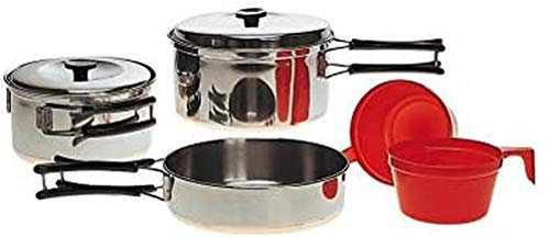 Mil-Tec Set de Cuisine 2 Personnes en Acier Inoxydable, Multicolore, 14,5 x 6,5 cm/13,5 x 6 cm/8 x 4 cm/16,5 x 3 cm.