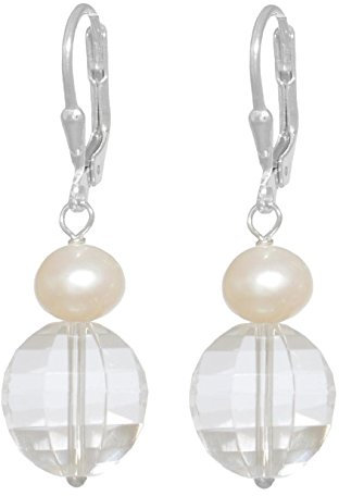 ERCE Bergkristall Süßwasserperlen Ohrringe Edelsteinschmuck Halbedelstein Silber 925