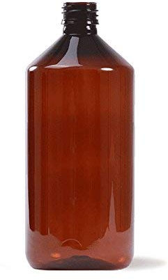 Essenciales - Bouteille en plastique, 1 L | pour Usage Pharmaceutique et Alimentaire - Pratique et de Qualité Certifiée - Couleur ambre - Bouchon non inclus