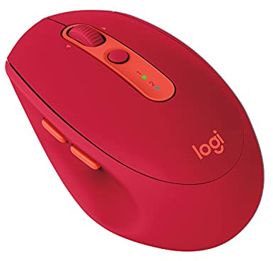 Logitech M590 Silent Wireless Mouse, Multi-Device, Bluetooth Or 2.4GHz Wireless Mouse with USB Unifying Receiver, 1000 Dpi Optical Tracking, 2-Year Battery Life, PC/Mac/Laptop - Ruby Red