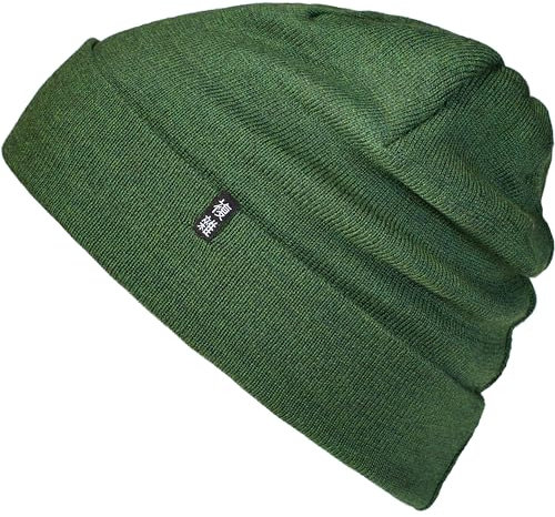 Enter the Complex® Merino Mütze Herren, Beanie Damen, 100% Merino Wolle, Warm und Dünn, Zweilagige Strickmütze, Dunkelgrün
