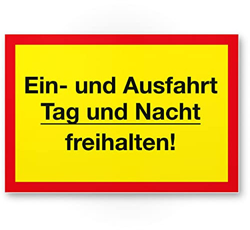 Komma Security Ein- und Ausfahrt Tag- und Nacht Freihalten Schild 30 x 20 cm Hinweisschild Einfahrt - auch gegenüber Parken verboten - Parkverbot Halteverbot