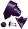 GASSANI 3Tlg Krawatten-Set, 6Cm Skinny Schmale Lilane Violette Herren-Krawatte Dünn Manschettenknöpfe Ein-Stecktuch, Bräutigam Hochzeitskrawatte Glänzend