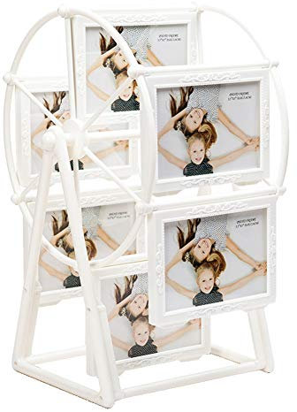 Bilderrahmen für Familienfotos, 12,7 cm, drehbar, mit abnehmbarem Riesenrad, Weiß