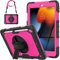 SEYMCY for iPad 9th/8th/7th Generation Case 10.2 inch, Shockproof Sturdy Cover with 360° Rotating Hand Strap & Stand, Screen Protector, Shoulder Strap, Pen Holder for iPad 9/8/7 gen 2021~2019, Rose