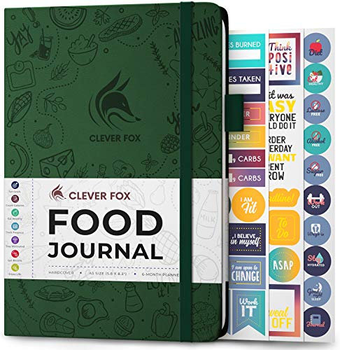 Clever Fox Lebensmittel Journal - Tägliches Ernährungstagebuch zur Verfolgung der Kalorien, Einhaltung einer gesunden Ernährung & Erreichen von Gewichtsverlustzielen - Waldgrün