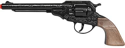 Gonher 88/6-8 Schuss Revolver - Cowboy Western Colt - Schwarz Braun - Wilder Westen Kostüm Sheriff Gaucho Karneval