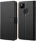 HOOMIL MagFlip Hülle für Google Pixel 4A, Premium Leder Tasche Klappbar Handyhülle Schutzhülle - Schwarz