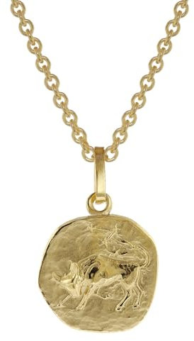 trendor Sternzeichen für Kinder Stier Gold 333 Anhänger + Halskette Tierkreiszeichen, liebevoller Halsschmuck für Mädchen und Jungen, 75905-05