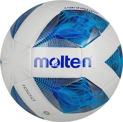 Molten Vantaggio 1000 Fußball | Superior Training Übungsball | strapazierfähiges TPU | Größe 4 - für Jungen und Mädchen im Alter von 9 bis 14 Jahren | Warnschutz-Design mit Blauer Flamme