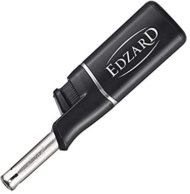 EDZARD 3 Stück Mini-Stabfeuerzeug, schwarz, Logo, Länge 11 cm, nachfüllbar