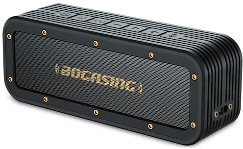 BOGASING Cassa Bluetooth , M4 Speaker Portatile, 40W Suono Stereo & Bassi Potenti, IPX7 Impermeabile Altoparlante Bluetooth, Carta di TF, AUX, per Esterno, Viaggi, Doccia, PC