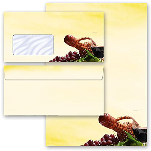Briefpapier Sets Motivpapier Geburtstag, ROTER WEIN 100 Blatt Briefpapier + 100 passende Briefumschläge DIN LANG mit Fenster