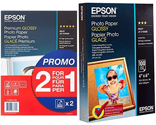 Epson Premium glossy photo paper inkjet 255g/m2 A4 2x15 Blatt Pack & Foto Papier glänzend 100x150mm 100 Blatt 1er-Pack