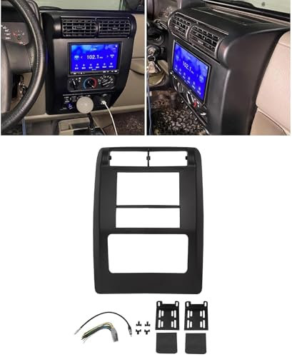 HECASA Kit de tableau de bord double DIN avec faisceau de câblage compatible avec Jeep Wrangler TJ 2003-2006