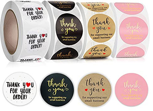 Lowats Danke Aufkleber 2000 Stück Rund Thank You Etikette Sticker Selbstklebend Dankeschön Rolle Etiketten Dankeschön-Aufkleber, LWS-0087