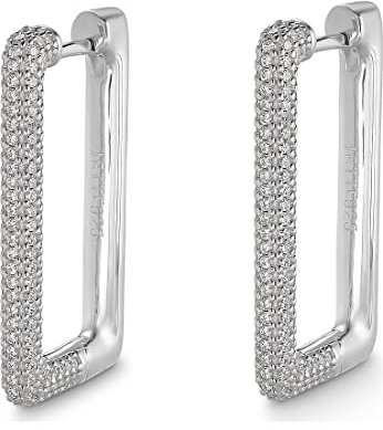 JETTE Damen-Creolen 925er Silber 322 Zirkonia One Size, Silber 32018378
