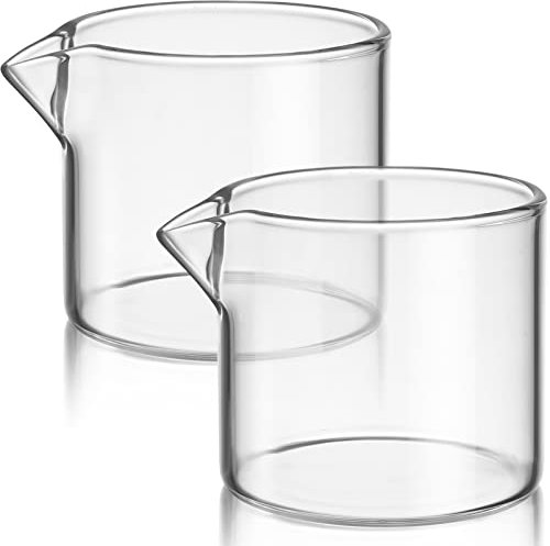 HEMOTON Mini Glass Jugs Clear Glass 2pcs Glass Creamer with Handle Mini Coffee Milk Creamer Pitcher Mini Glass Creamer Coffee Milk Creamer Pitcher Serving Pitcher Clear Cream Pitcher